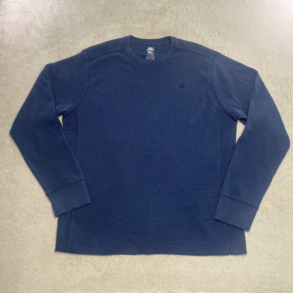 Timberland Men's Navy Blue Long Sleeve Waffle Knit Thermal Style Shirt, 2XL